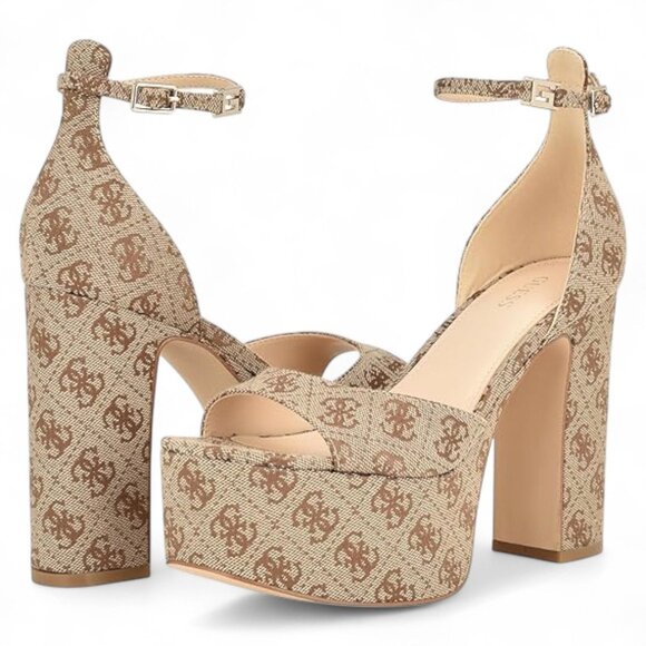 GUESS Womens Pink Logo Padded 1-1/2 Platform Adjustable Ankle Strap Clives Open - Picture 6 of 6